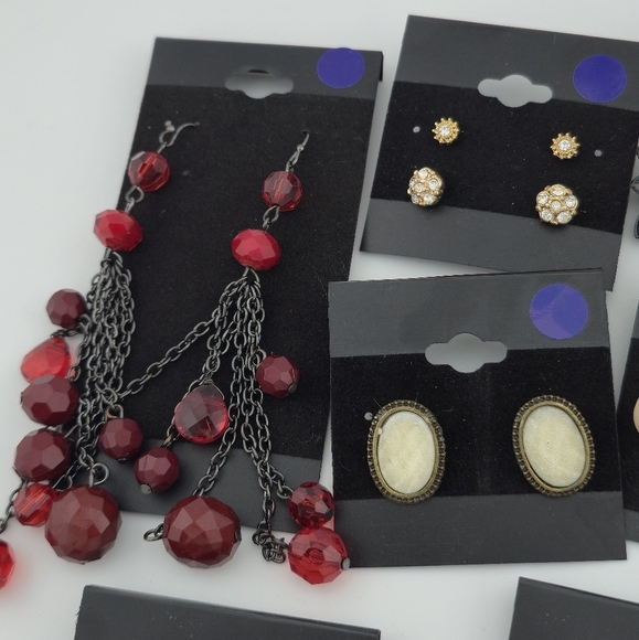 9 Pair Pierced Earring Bundle | Statement, Studs & Dangle Styles Mixed Lot - Picture 3 of 6
